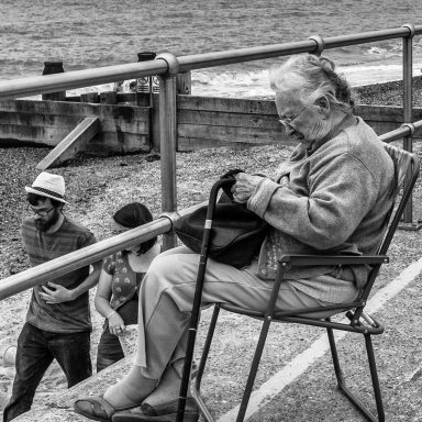 Elderly lady on a deckchair 